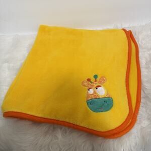 Nuby Giraffe Soft Baby Security Blanket Lovey Orange Trim Yellow 28”x 38” Plush